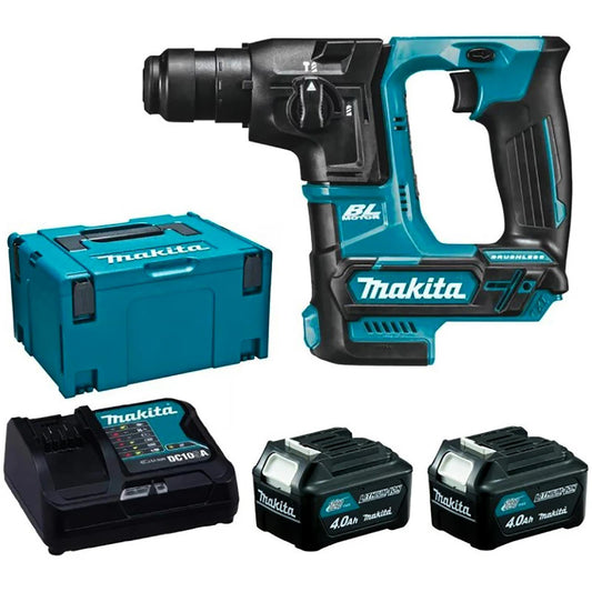 Makita Compact Brushless SDS+ Rotary Hammer Drill Kit – Includes 2x 4Ah Batteries, Charger & Makpac Case