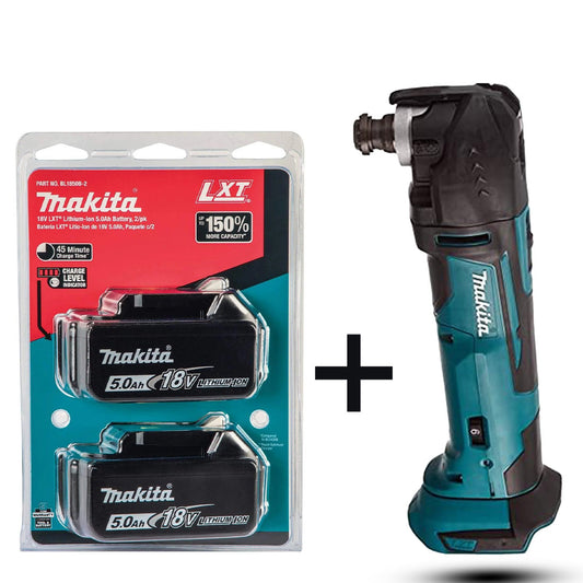 Makita DTM51Z 18V Cordless Multi-Tool – Includes 2x 5.0Ah BL1850B Batteries (Blue)